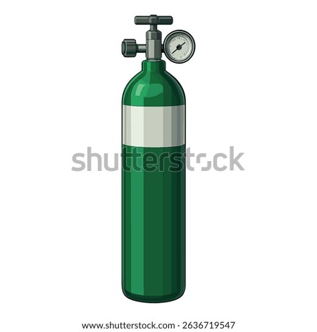 Realistic Vector Illustration of a Portable Oxygen Cylinder – Green Medical Oxygen Tank with Regulator