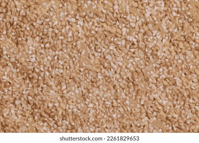 Realistic vector illustration of raw wheat groats background. Texture. Flat lay. Healthy food concept.
