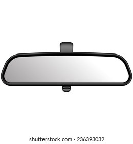 Realistic vector illustration of  rear view mirror. On white background.