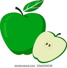 Realistic vector illustration of a red apple and a Granny Smith apple, perfect for product labels, promotional materials, and food decorations