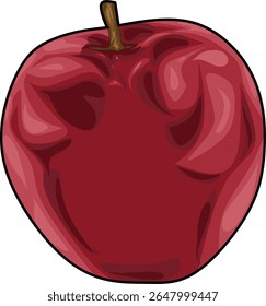 A realistic vector illustration of a red apple with smooth shading and a brown stem. Perfect for food design, healthy lifestyle themes, or organic product packaging.
