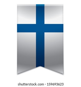 Realistic vector illustration of a ribbon banner with the finnish flag. Could be used for travel or tourism purpose to the country finland in europe.