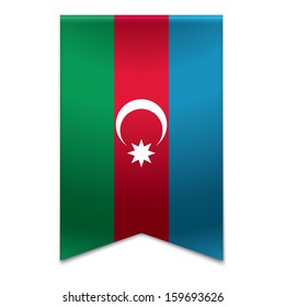 Realistic vector illustration of a ribbon banner with the azerbaijani flag. Could be used for travel or tourism purpose to the country azerbaijan in europe.