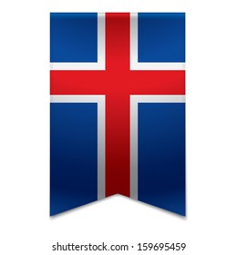 Realistic vector illustration of a ribbon banner with the icelandic flag. Could be used for travel or tourism purpose to the country iceland in europe.