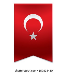 Realistic vector illustration of a ribbon banner with the turkish flag. Could be used for travel or tourism purpose to the country turkey in europe.