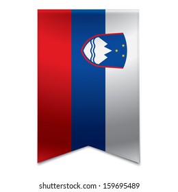 Realistic vector illustration of a ribbon banner with the slovenian flag. Could be used for travel or tourism purpose to the country slovenia in europe.