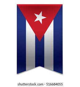 Realistic vector illustration of a ribbon banner with the cuban flag. Could be used for travel or tourism purpose to Cuba.
