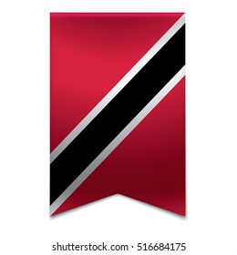 Realistic vector illustration of a ribbon banner with the trinidad and tobago flag. Could be used for travel or tourism purpose.