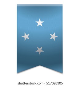 Realistic vector illustration of a ribbon banner with the micronesian flag. Could be used for travel or tourism purpose to Micronesia.