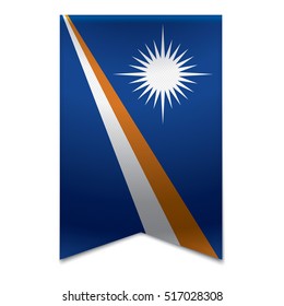 Realistic vector illustration of a ribbon banner with the marshallese flag. Could be used for travel or tourism purpose to Marshall Islands.