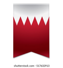 Realistic vector illustration of a ribbon banner with the bahraini flag. Could be used for travel or tourism purpose to Bahrain.