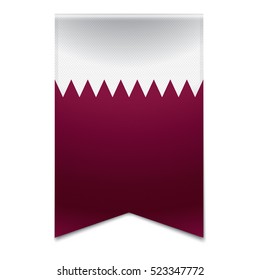Realistic vector illustration of a ribbon banner with the qatari flag. Could be used for travel or tourism purpose to Qatar.