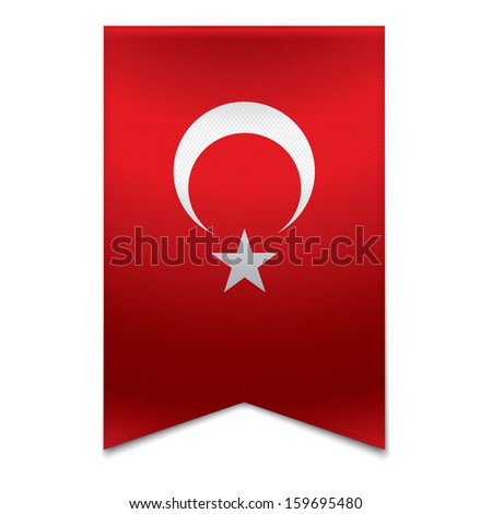 Realistic vector illustration of a ribbon banner with the turkish flag. Could be used for travel or tourism purpose to the country turkey in europe.