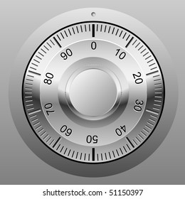 Realistic vector illustration of safe combination lock wheel.