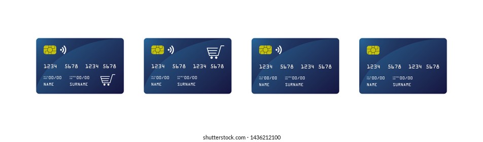 Realistic Vector Illustration Set of Credit Card on White Background. EPS file.