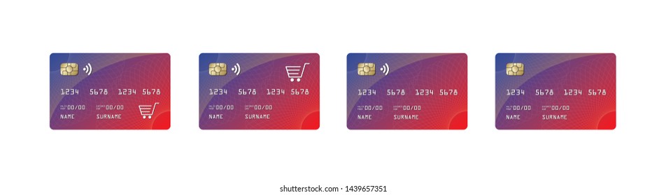 Realistic Vector Illustration Set of Credit Card on White Background. EPS file
