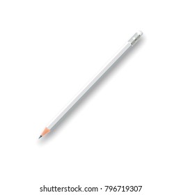 Realistic vector illustration of sharpened detailed pencil isolated on white background