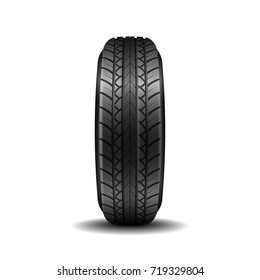 Realistic vector illustration of a single car tire on a white background