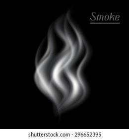 Realistic vector illustration of smoke on black background.