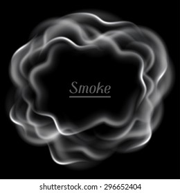 Realistic vector illustration of smoke on black background.