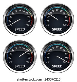 Realistic vector illustration of speedometer. Easy editable and well organized vector file. You can scale this illustration to any size without losing quality and use both web and printed materials.