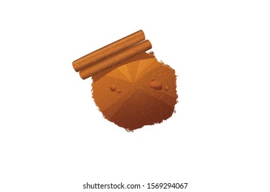 Realistic vector illustration of Spice cinnamon sticks and a pile of cinnamons