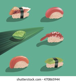 realistic vector illustration of sushi