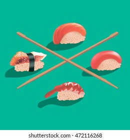 realistic vector illustration of sushi