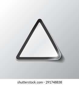 Realistic vector illustration template of triangle sticker. White middle, black edges, shadow. Peeled off edges. Eps10.