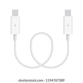 The realistic vector illustration of Thunderbolt 2 cable. Connector or plug for connecting and charging phones, mobile devices, computers, tv, tablets, and game consoles.