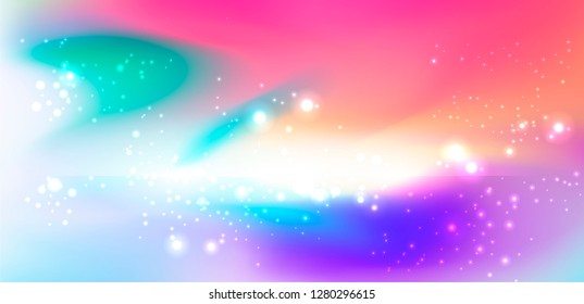 Realistic vector illustration of Universe and galaxy, cosmic nebulae. Retrofuturistic science fiction wallpaper. Beauty of deep space: purple, pink, blue, violet bright colors.