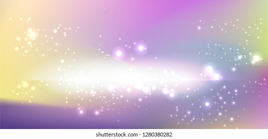 Realistic vector illustration of Universe and galaxy, cosmic nebulae. Retrofuturistic vaporwave science fiction wallpaper. Beauty of deep space: purple, pink, blue, violet bright colors.