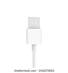 The realistic vector illustration of USB cable. Connector or plug for connecting and charging phones, mobile devices, computers, tv, tablets, and game consoles.