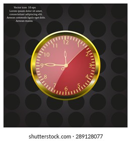 Realistic vector illustration of vintage wall clock . 