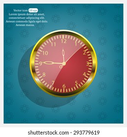 Realistic vector illustration of vintage wall clock . 