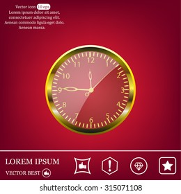 Realistic vector illustration of vintage wall clock . 