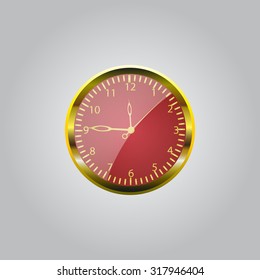 Realistic vector illustration of vintage wall clock . 
