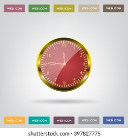 Realistic vector illustration of vintage wall clock . 
