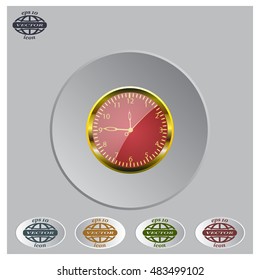 Realistic vector illustration of vintage wall clock . 