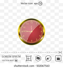 Realistic vector illustration of vintage wall clock . 