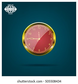 Realistic vector illustration of vintage wall clock . 