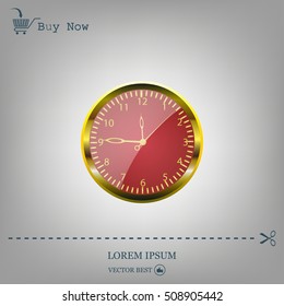Realistic vector illustration of vintage wall clock . 