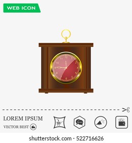 Realistic vector illustration of vintage wall clock . 