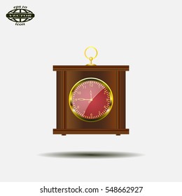 Realistic vector illustration of vintage wall clock . 