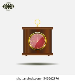 Realistic vector illustration of vintage wall clock . 
