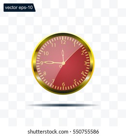 Realistic vector illustration of vintage wall clock . 