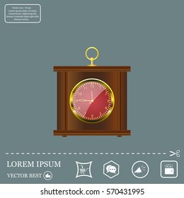 Realistic vector illustration of vintage wall clock . 