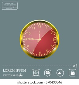 Realistic vector illustration of vintage wall clock . 
