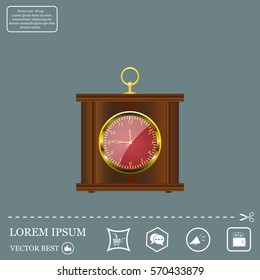 Realistic vector illustration of vintage wall clock . 