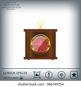 Realistic vector illustration of vintage wall clock . 